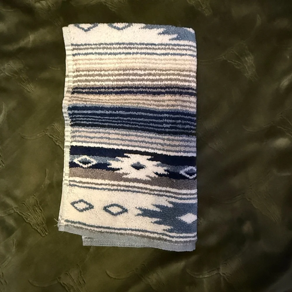 Wrangler Hand Towel Unisex OS Coyote Sands Blue New Southwestern Cotton